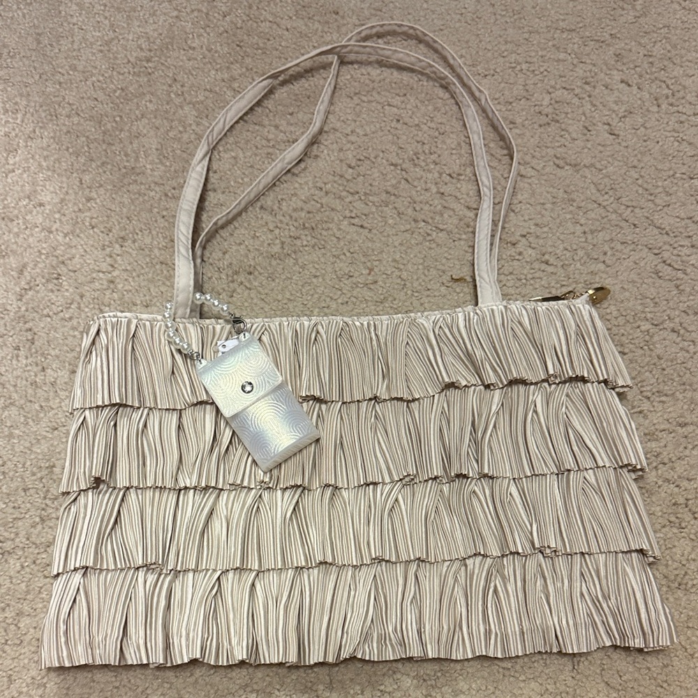 Women’s Beige Ruffle Shoulder Bag